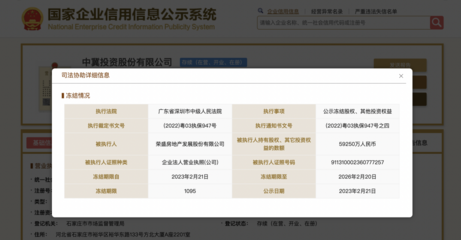 榮盛發展5.93億中冀投資股權遭凍結 企業自有資金投資面臨流動性考驗